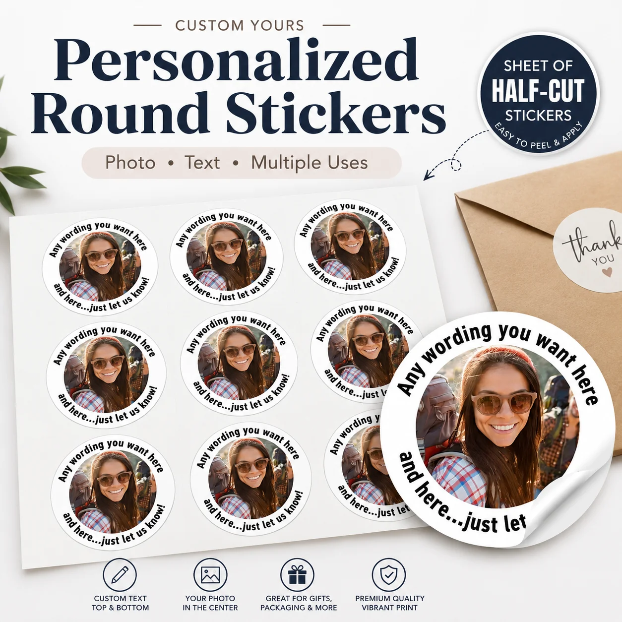 Custom image text stickers, personalized business logo/birthday party/wedding/holiday party decorations,gift sealing label