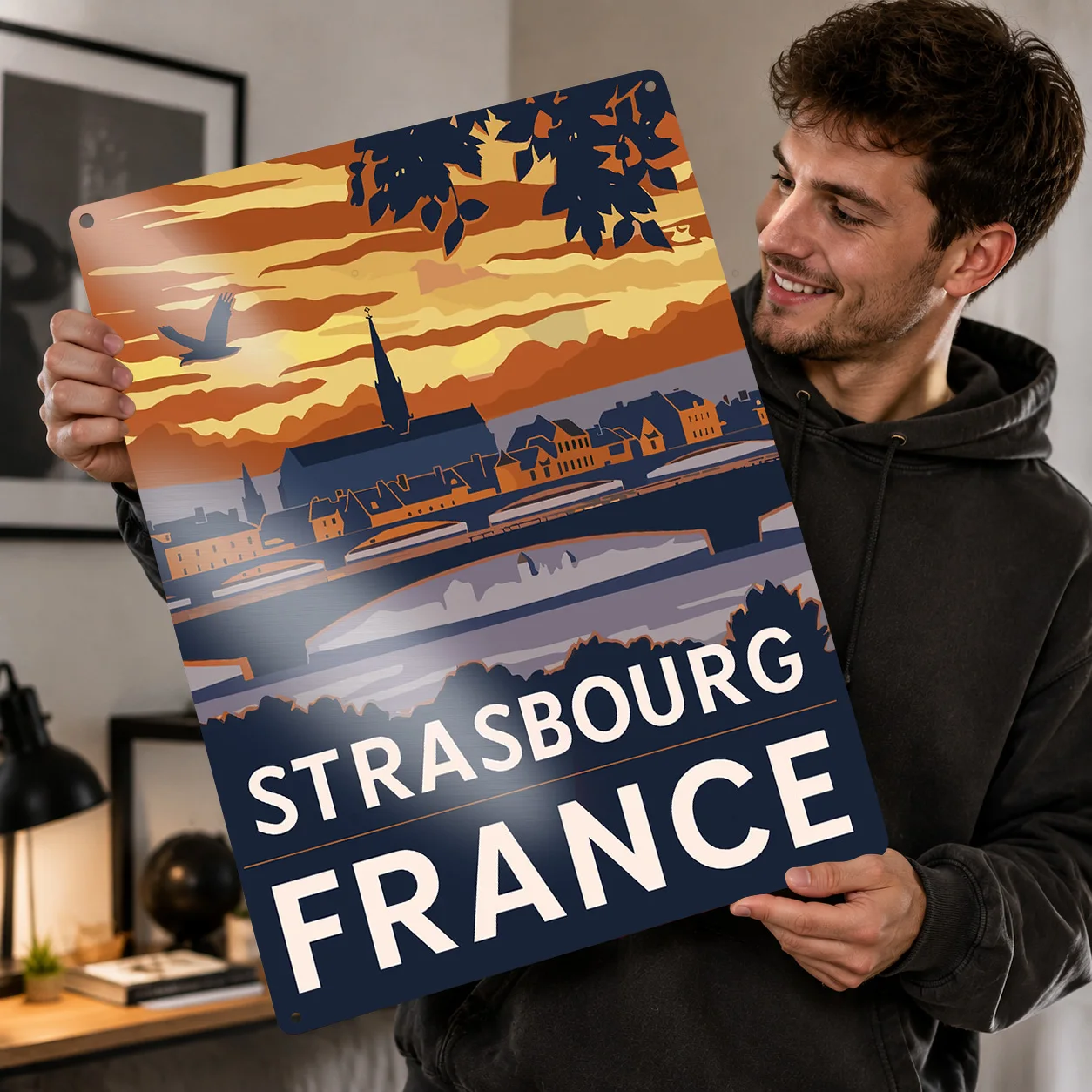 Strasbourg Metal Wall Decor Room Bedroom Decoration Garage Accessories Home Deco Custom Plate Interior House Wand Deko Art Mural