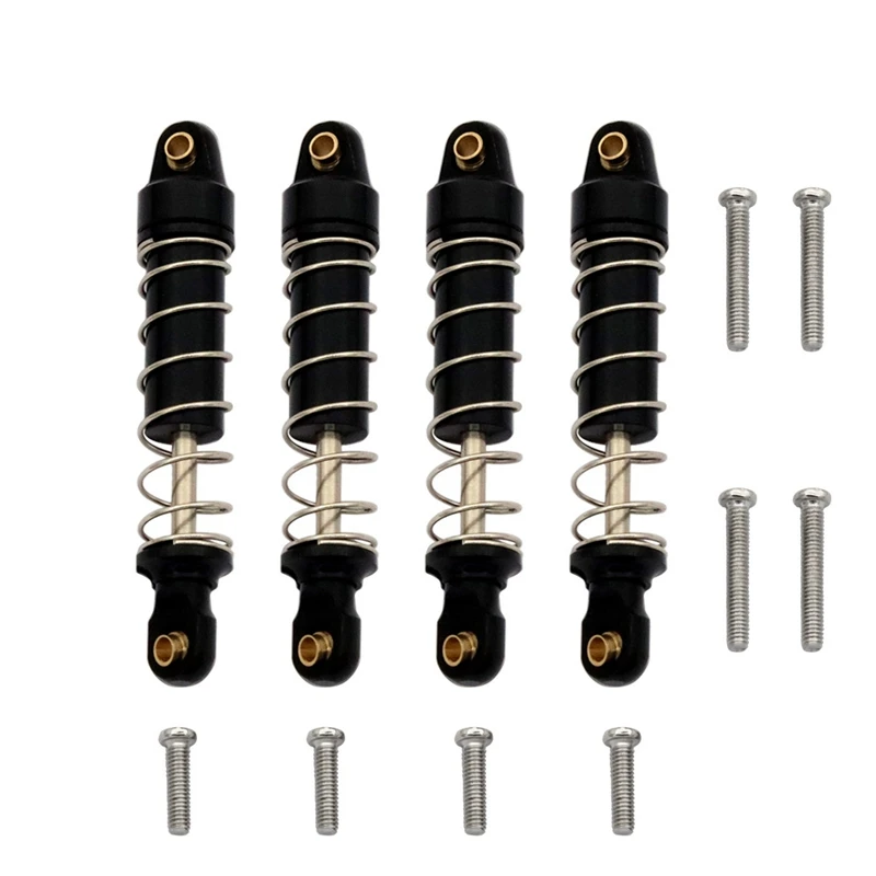 4-Pack 1/18 TRX-4M Simulation Climbing Model Car Aluminum Alloy Shock Absorber Can Be Filled With Oil, Black Easy To Use