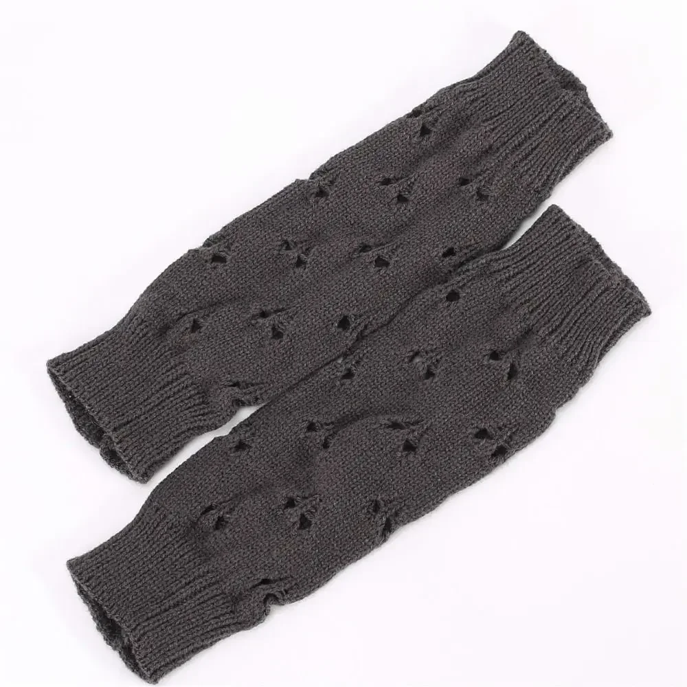 Women Long Fingerless Gloves Cute Fashion Casual Arm Crochet Warmer Knitting Hollow Mitten Black Soft Gloves Lolita Accessories