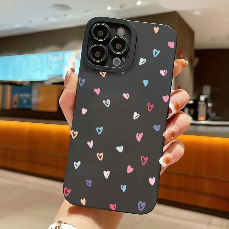 Bunte Kleine Herzförmige Silikon-Handyhülle für iPhone 15 16 17 18 Pro Max 11 12 13 14 XS XR X 7 8 Plus Stoßfeste Hülle – Detail 9