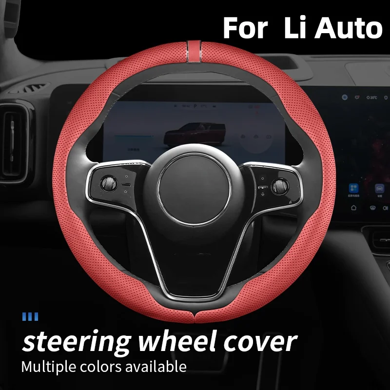 Capa de Volante de Carro em Couro Antiderrapante, Acessórios Simples para Carros Li Auto L6 L7 L8 L9 i6 i8 MEGA, Gadgets para Interior de Carro