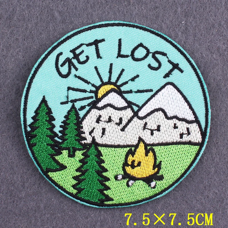 Hiking Adventure Patches For Clothing Stickers DIY Hook Loop Badges Camping Embroidery Patch Iron On Patches On Clothes Stripes