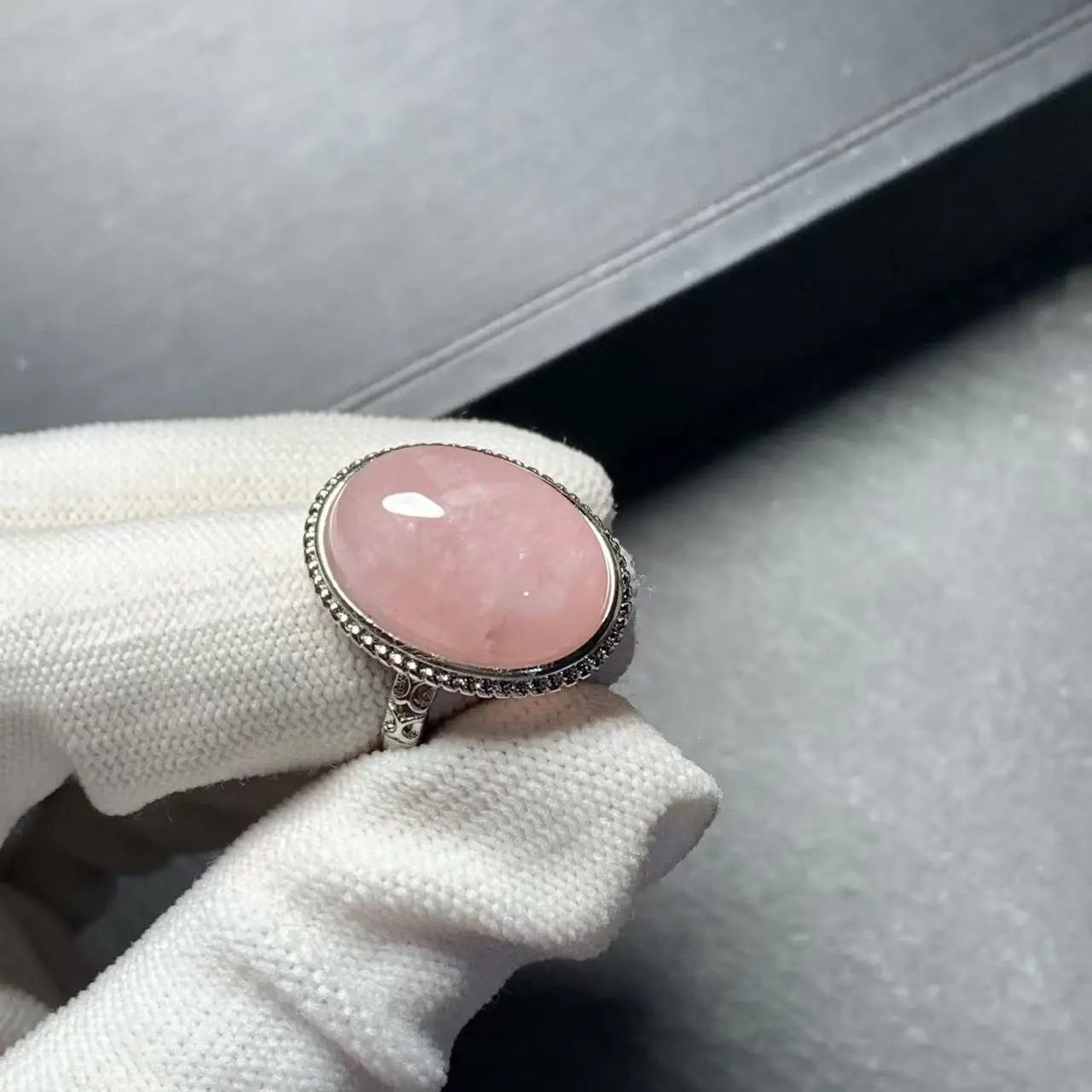 MM Natural Rose Quartz Ring Adjustable Female Ring Jewelry for Women Gift Wholesale High Quality Vintage Fine