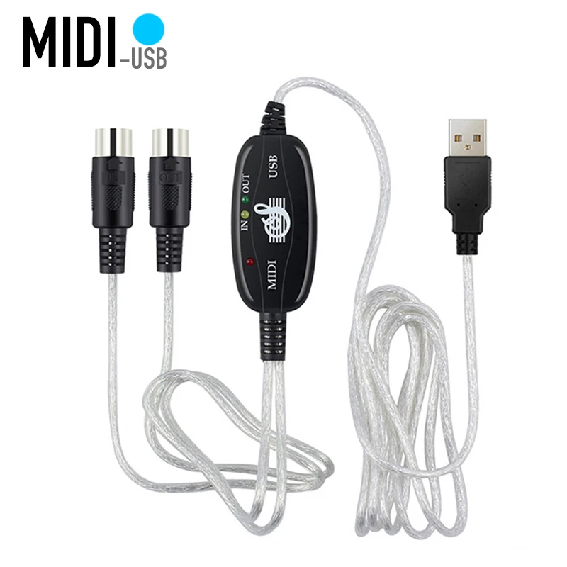 MIDI to USB IN-OUT Music to PC 5 Pin Electronic Keyboard Audio Converter Adapter Cord Musical Enjoyable Instrument Supplies