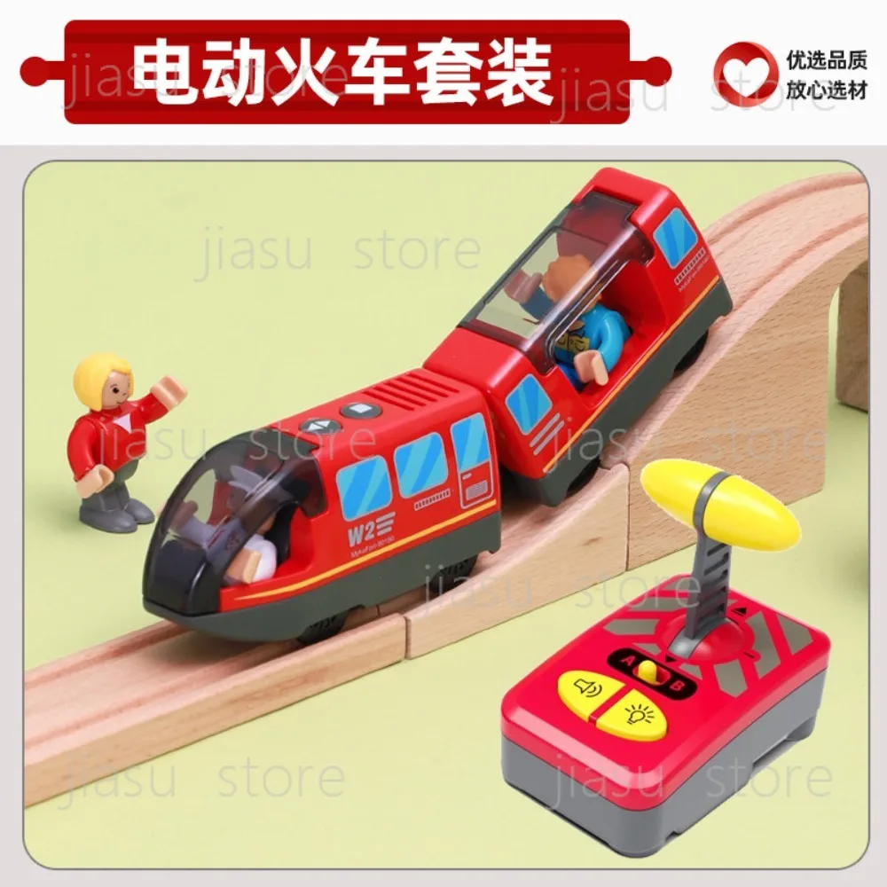 Remote Control Electric Small Locomotive Children's Baby Compatible Wooden Track Toy Can Sit
