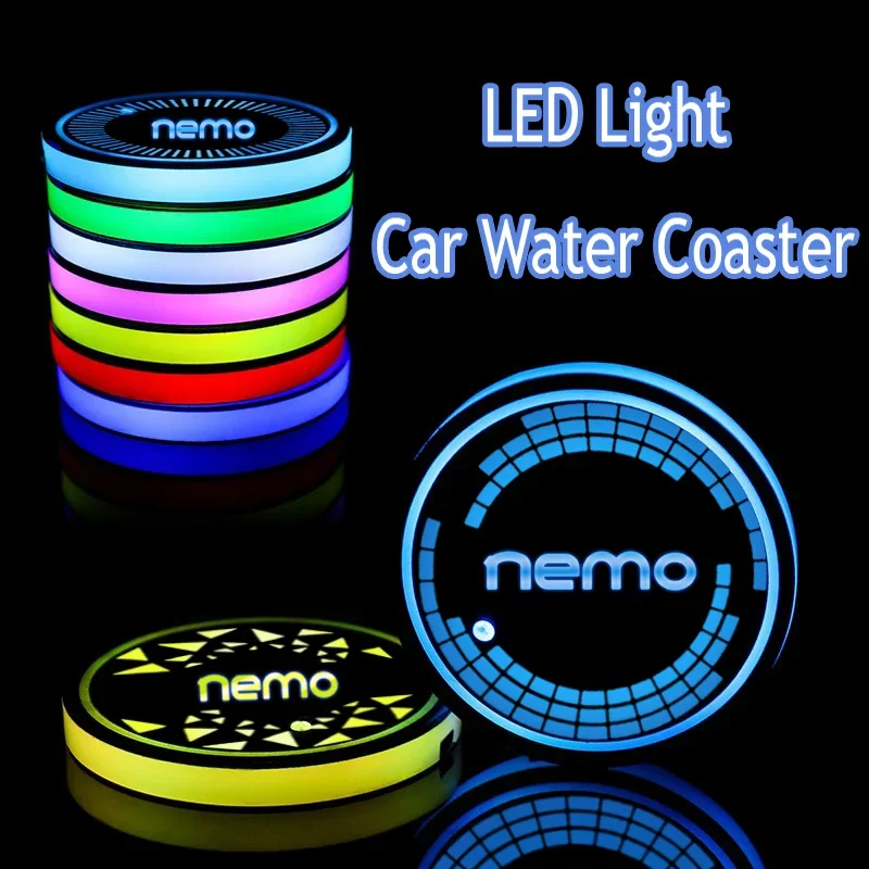 For Citroen NEMO Car Water Drinking Bottle Holder Mat Luminous 7 Colors Light Coaster Pad Organizer Holder Styling