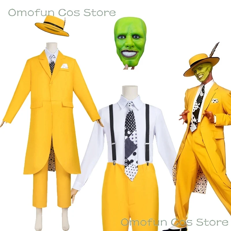 

ABC123The Movie Jim Yellow Suit Costume Carry Karry Stanley Mens Ipkiss Cosplay Pants Hat Mask Halloween 3;b,6/k'5;