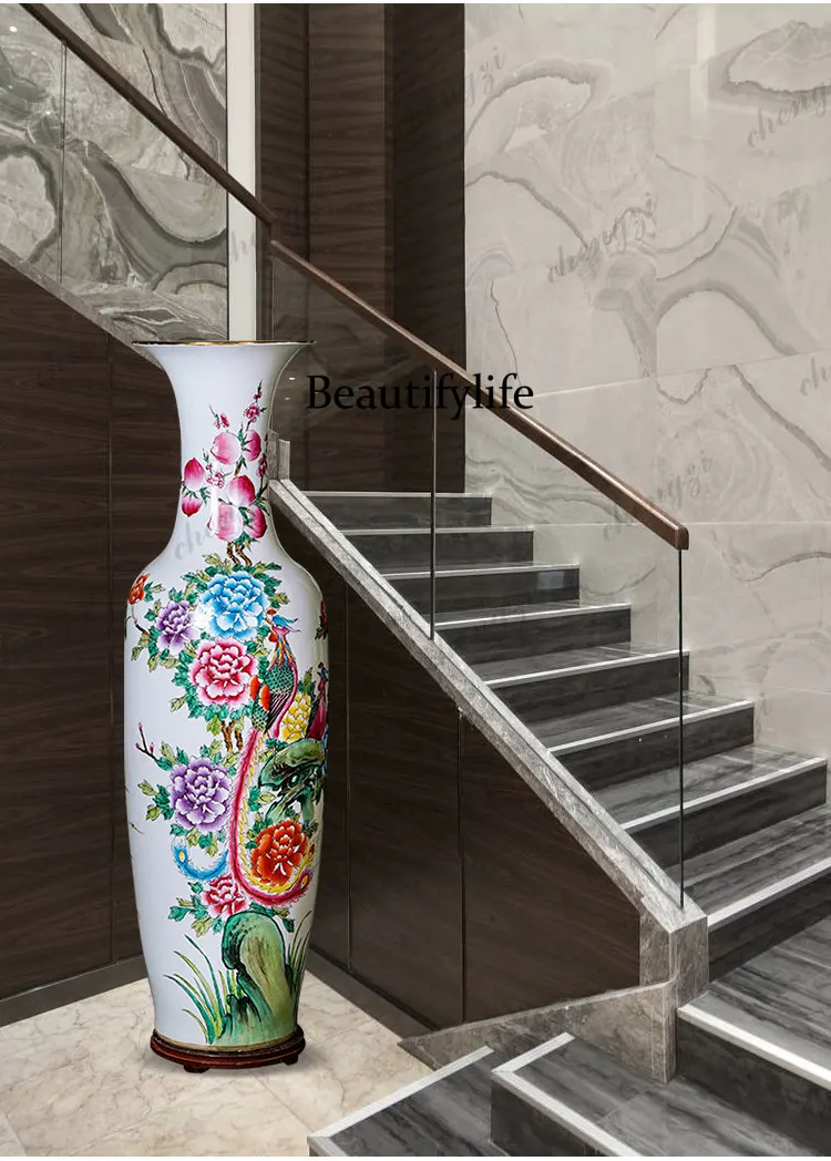 High-end hand-painted floor-standing large vases, living room TV cabinets,villa hotel grand opening high-end ornaments for gifts