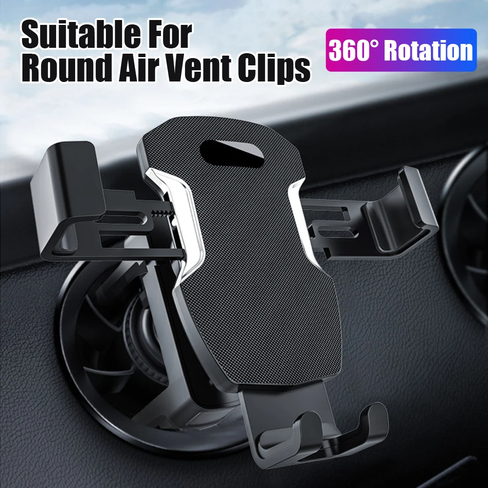 

Car Gravity Phone Holder Stand Air Vent Support For Round Air Outlet Clip 360° Rotation Cellphone Mount Smartphone GPS Bracket