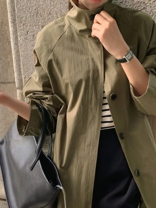 

Женское пальто Briti Sle в стиле ретро, осень 2024, новая свободная универсальная ветровка Quali, верхняя одежда, удобный крой, длинный све