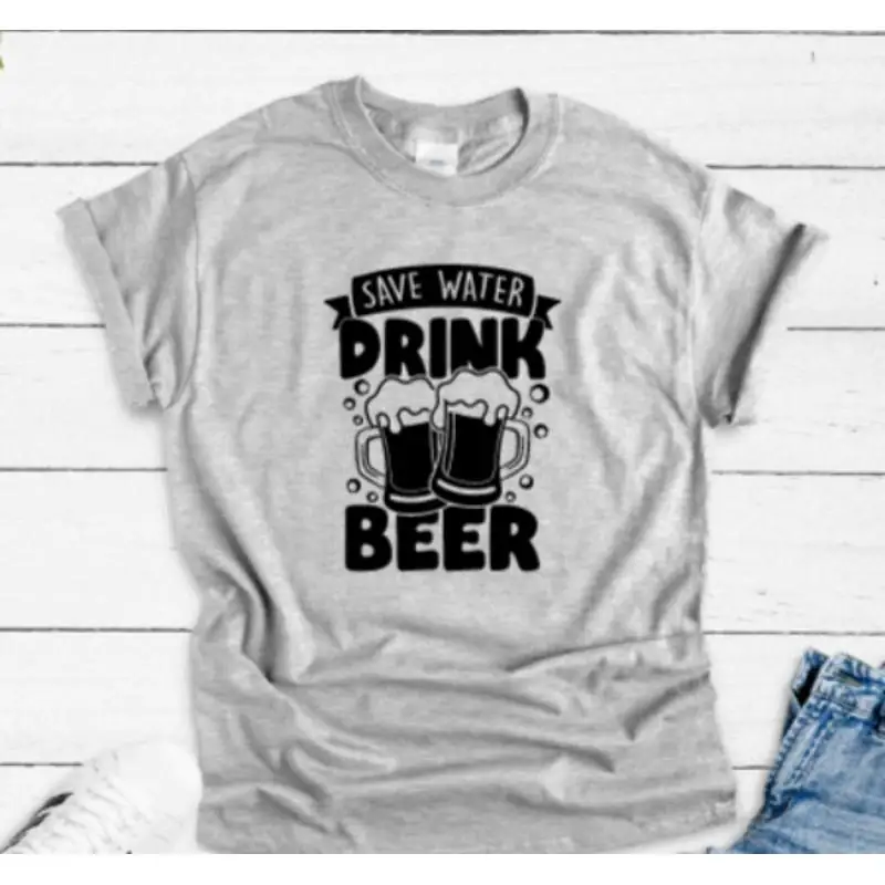 

Save Water Drink Beer Gray T Shirt