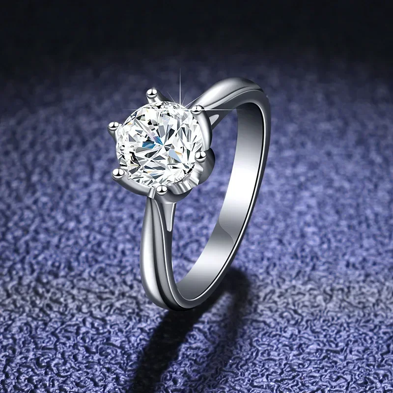 

Women's Luxury PT950 Platinum Wedding Ring - GRA - Credentialed, Real D Color VVS 1 Carat Moissanite, Fine Jewelry
