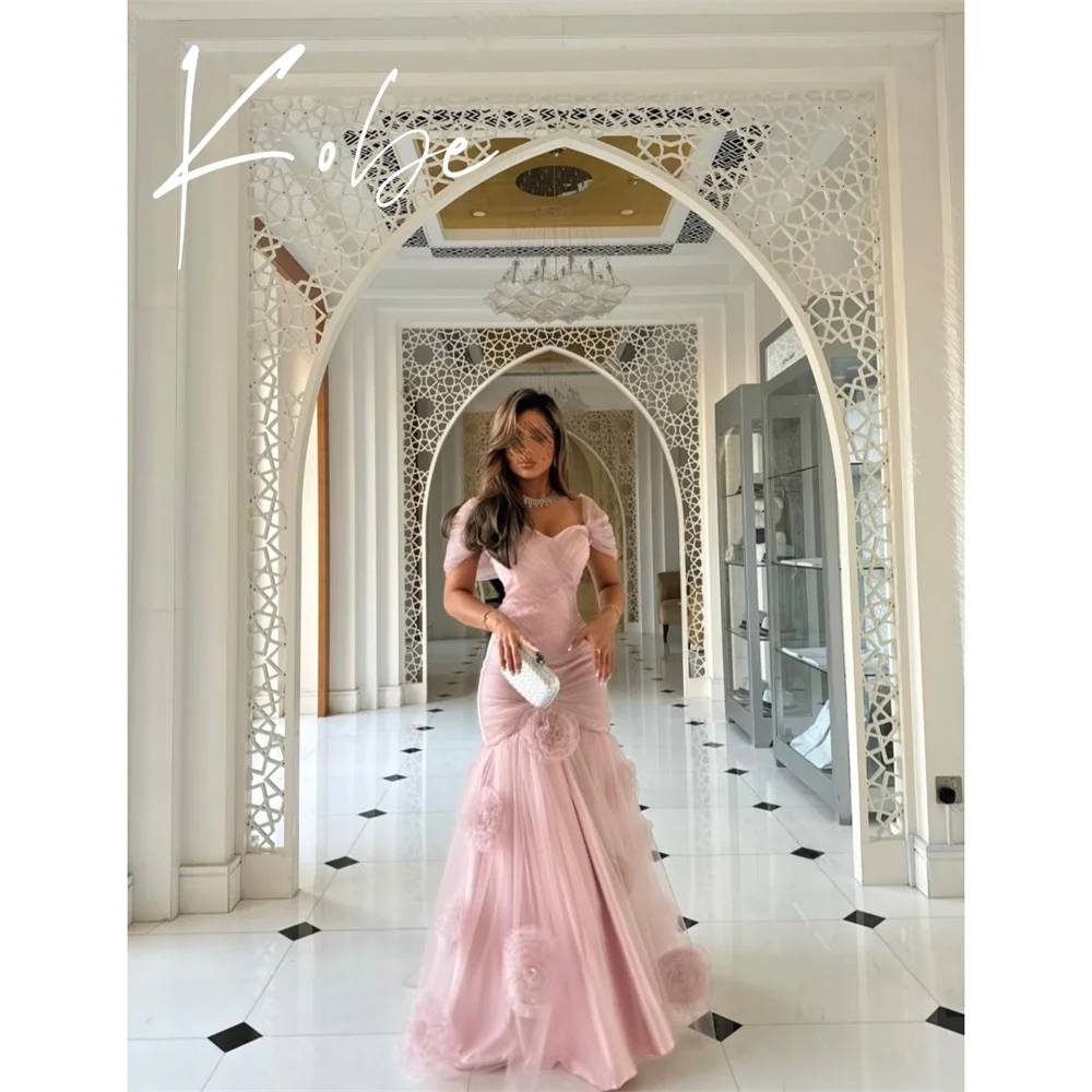 

Kobe Pink A-Line Prom Dresses Off the Shoulder Sleeveless Customized فساتين سهرات Floor-Length Chic vestido de gala noche mujer