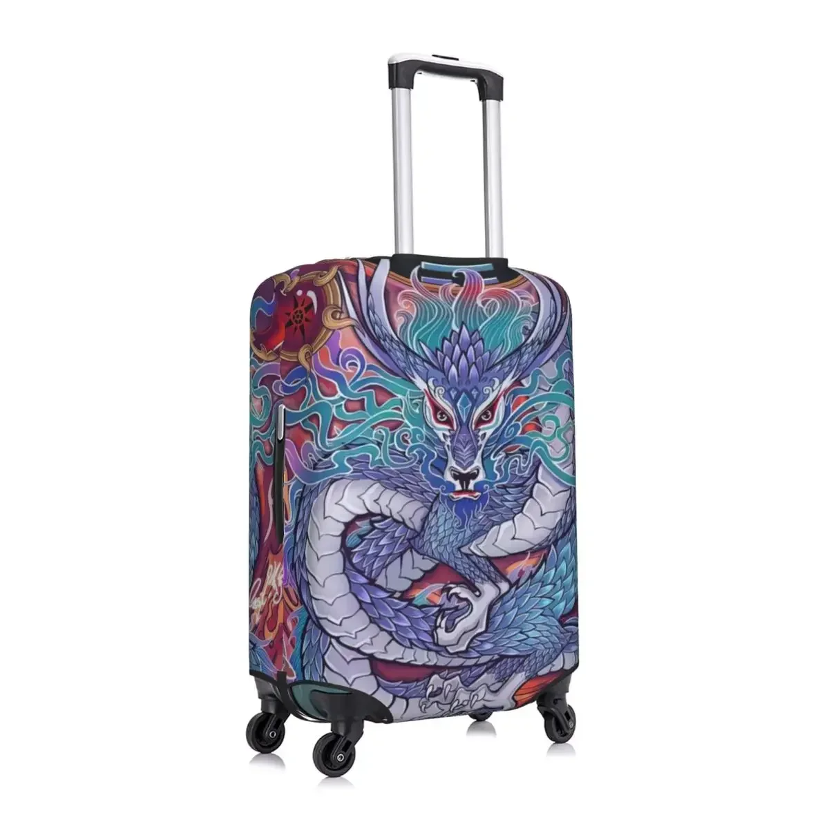 Housses de protection pour bagages à imprimé dragon, housse anti-poussière, élastique, imperméable, 18-32 pouces, housse de valise, accessoires de voyage