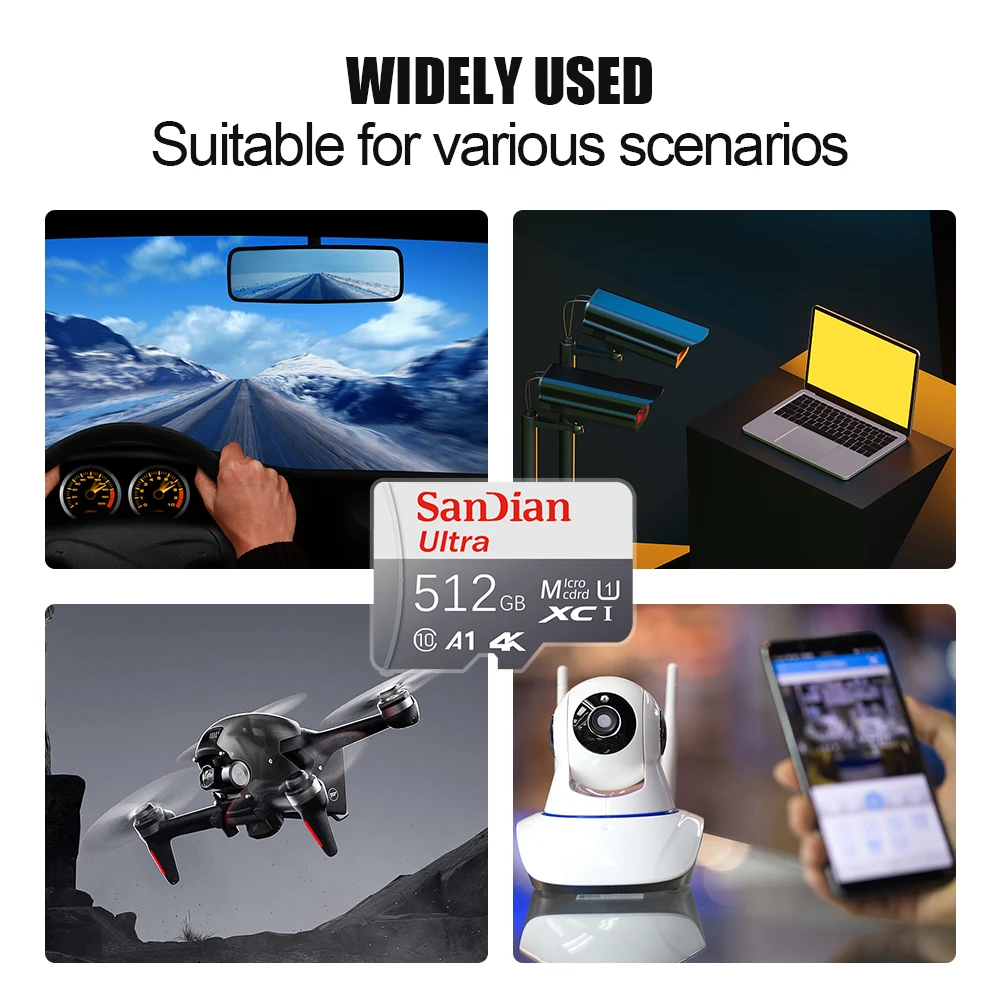 Original Micro TF SD Card 2TB High Speed 1TB TF SD Memory Card 1TB Mobile Phone Computer Camera Flash Memory Card