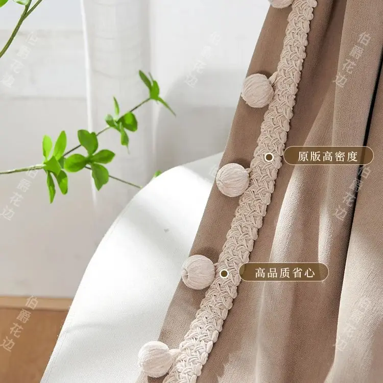 10M/Lot European Style Rayon Lace Tassel Fringe Ball Curtain Beads Sofa Tablecloth Accessories Pom Lace Trim Diy Decoration