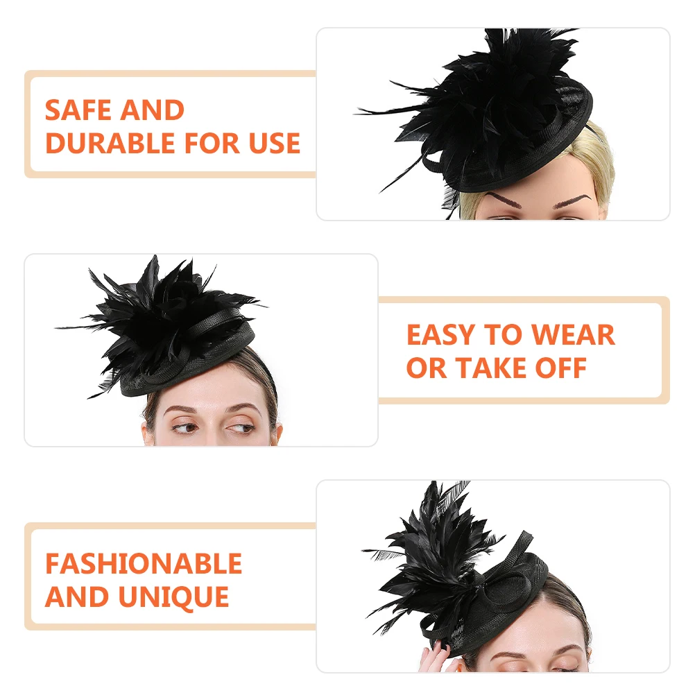 

Flower Hairband Hats for High Tea Party Women Headband Hairpin Wedding Fascinator Dressy Black Ladies Child