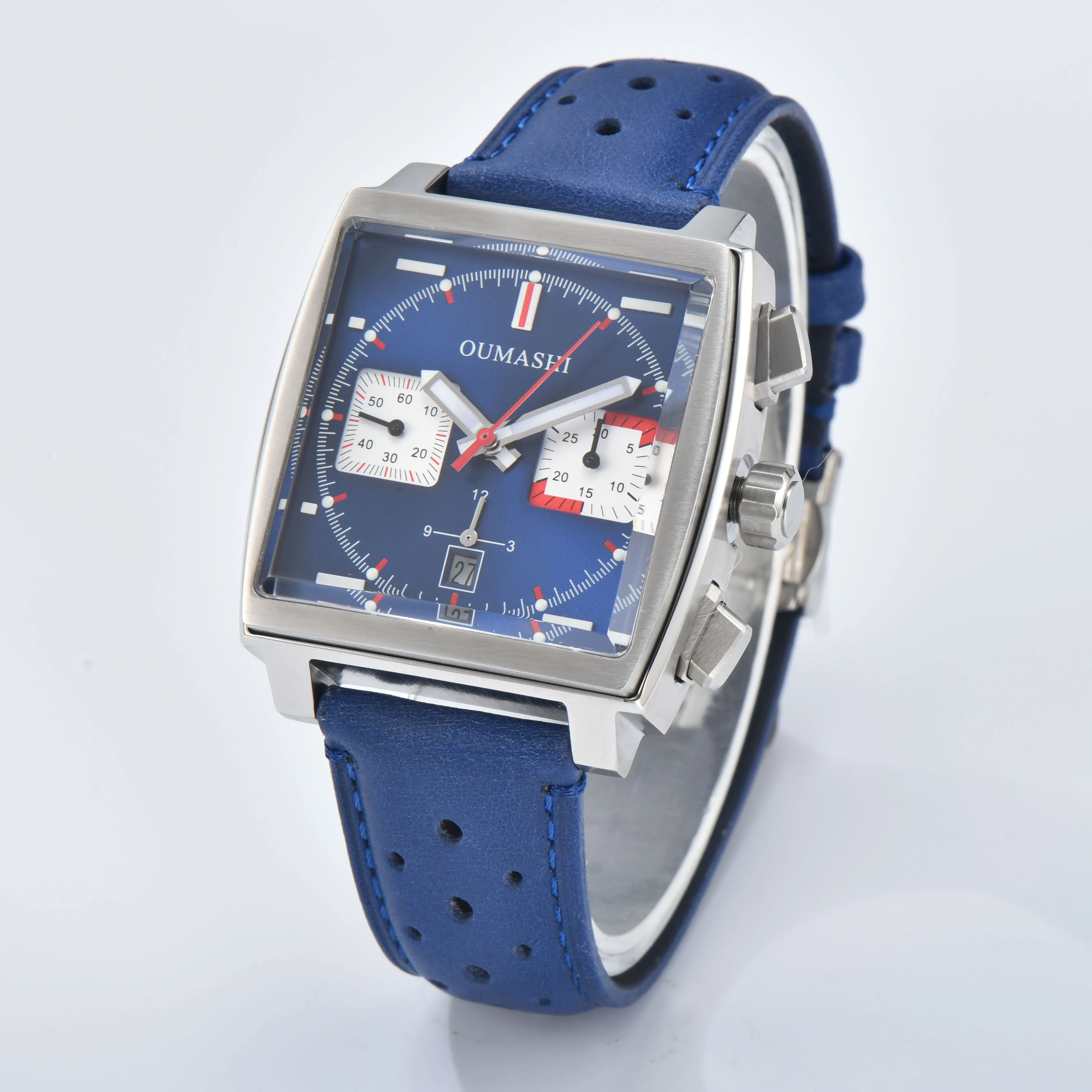 

40mm Square Watch Stainless Steel Case 10BAR Waterproof Watch ETA7750 Automatic Movement Multi functional Timing Dial 2