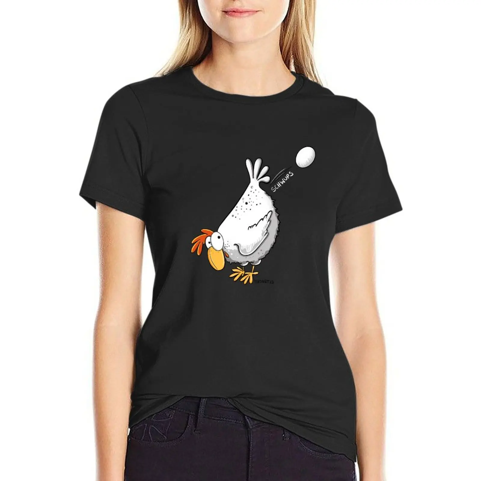 Happy Chicken Lays an Egg T-Shirt lady clothes vintage female animal prinfor oversized t shirts for Women