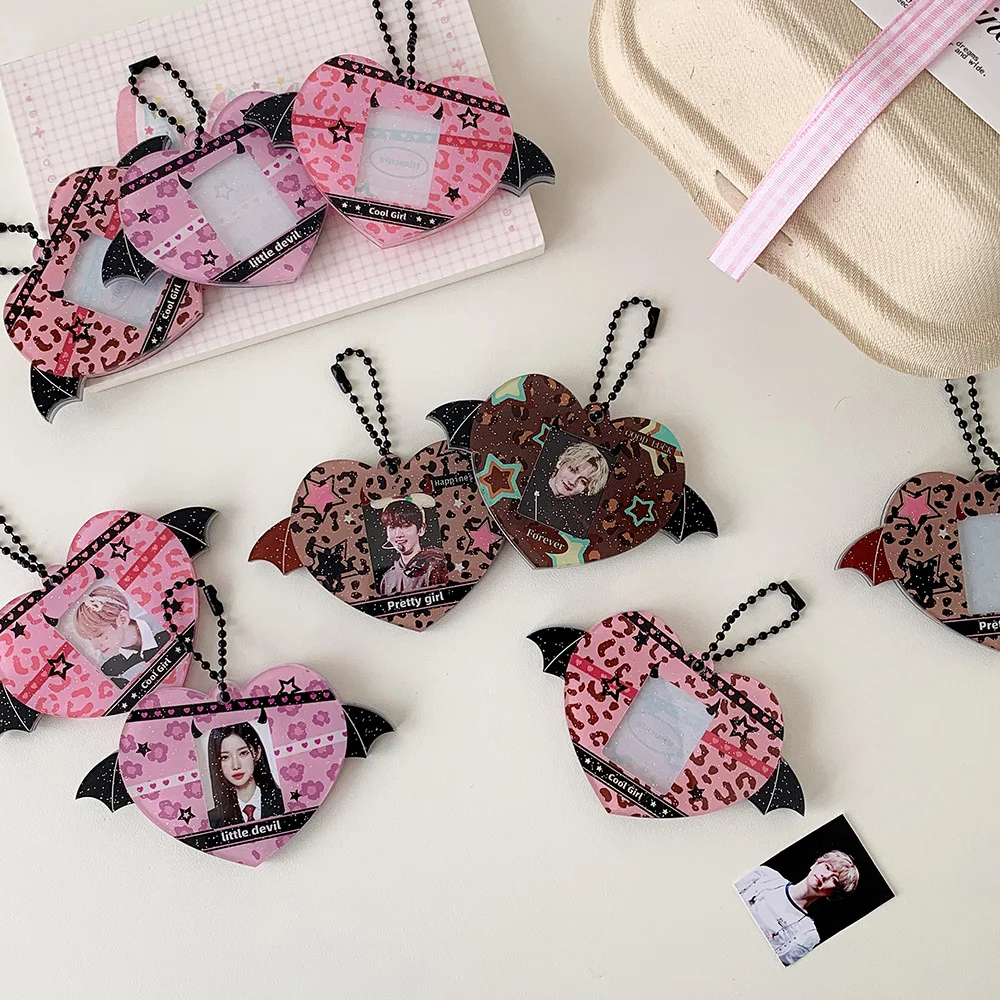حافظة صور أكريليك بأجنحة صغيرة على شكل قلب لهاتف 1 بوصة حافظة بطاقات صور على شكل نجمة K-Pop بطاقة الطوب المعبود حامل بطاقات الصور لوازم البطاقات #3