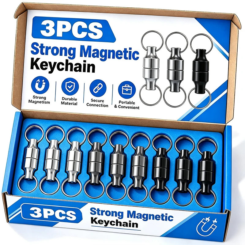 1/3Pairs Strong Magnet for Magnetic Buckle Mountain Climbing Keychains Clasps Carbon Steel Anti-loss Car Keys Hanging Holders