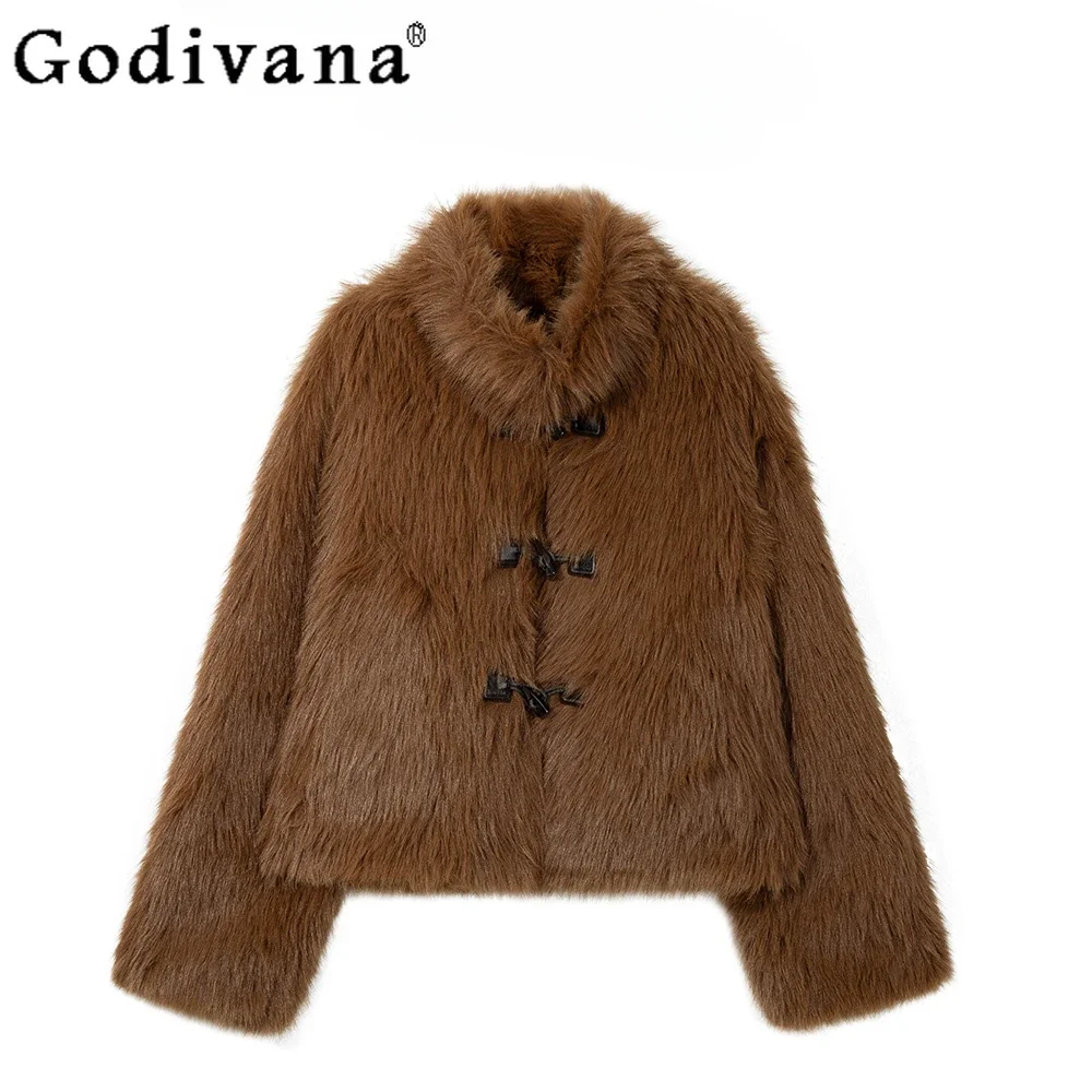 Fashion Sweet Imitation Fox Fur Short Coat Women's Autumn and Winter Mink Fleece Fur Integrated Cardigan