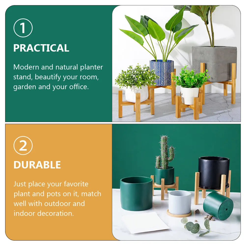 Wooden Plant Stand for Flower Pots – Natural Beech Floor Planter Rack, Indoor & Outdoor Display Shelf