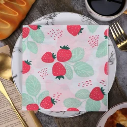 New Strawberry Colored Napkins Printed Paper Napkins Western Restaurant Hotel Coffee Shop Pure Wood Pulp Paper 20 Sheets Cheap