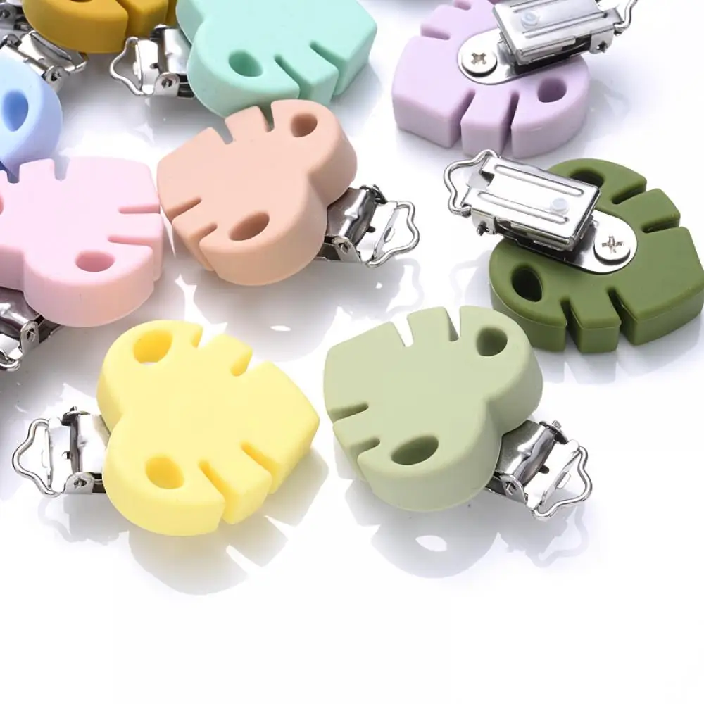 1Pcs Silicone Leaves Pacifier Clips Baby Teethers Food Grade Silicone Beads For Feeding Pacifier Chain Making BPA Free