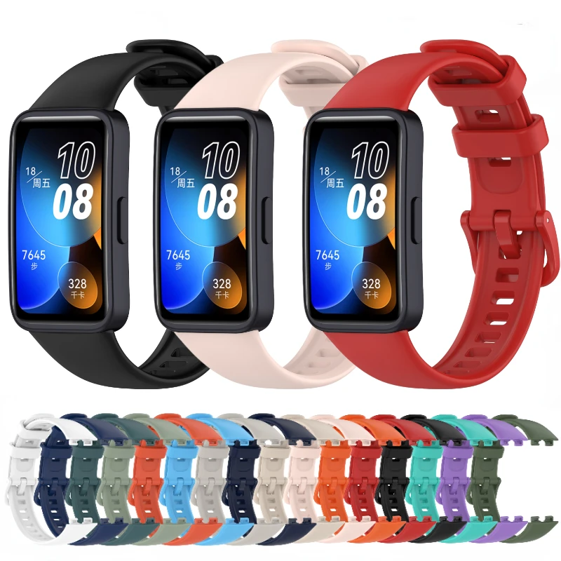 Huawei Band 9/8 kemer SmartWatch için silikon kayış bileklik Watchband Huawei Band 9 Correa için yedek bilezik aksesuarları