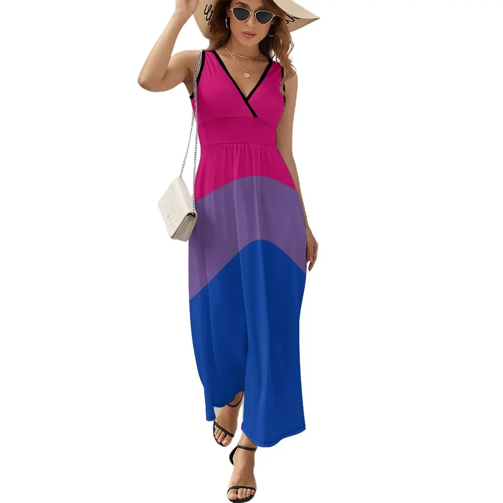 

LGBTQ Bisexual Pride Dress Elegant Maxi Dress V Neck Printed Boho Beach Long Dresses Aesthetic Big Size Vestido