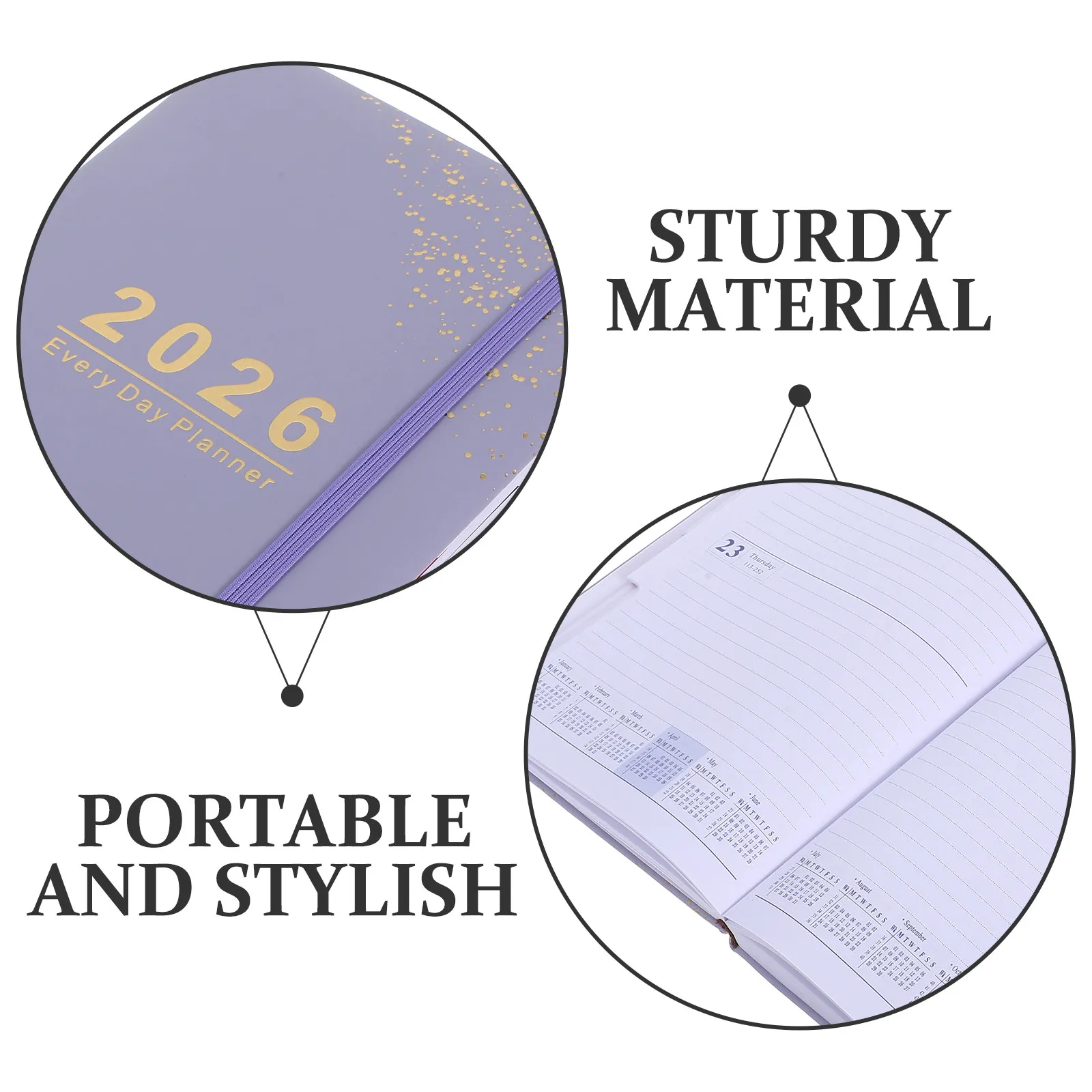 2026 Daily Planner Notebook English Layout Portable Compact Size Ink Resistant Paper for Work Planning Study Goals Time