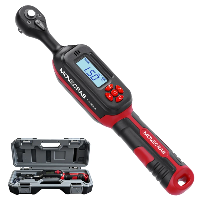 Movecrab Digital Torque Wrench 0.6-85Nm Range with Dual Direction Ratchet±2% Accuracy with Buzzer LED Alert