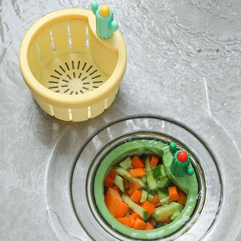 Cartoon Cactus Design Kitchen Sink Strainer Pool Sink Floor Strainer Easy To Clean And Non-Clogging Sewer Filter Drainage Basket