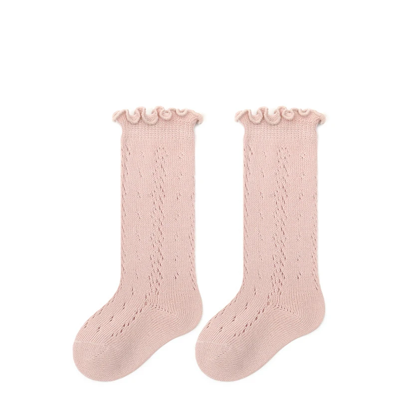 3 Pairs Baby Girls Socks Summer Solid Lace Knee High Frilly Sock Infant Newborn Soft Cotton Long Mesh Socken