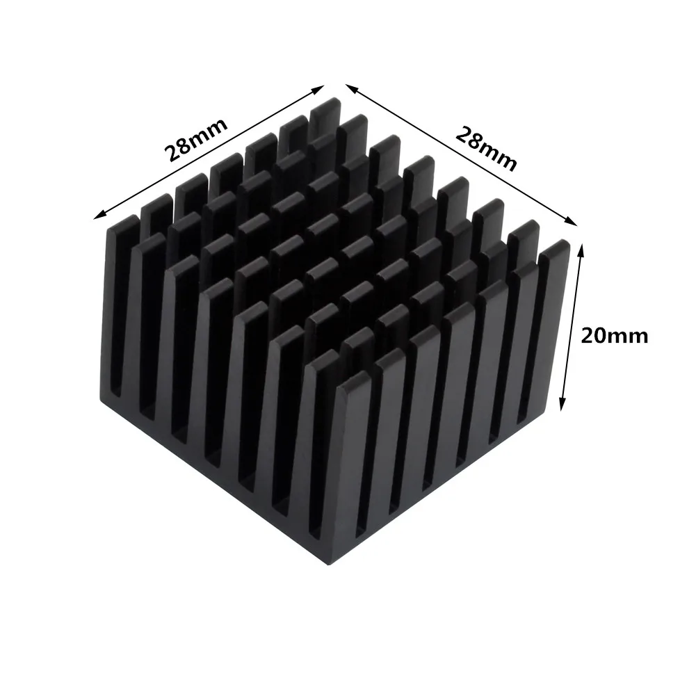 28x28x20mm 10pcs Aluminum Heatsink Black Heat sink Cooler for Electronic IC Chip RAM Cooling With Thermal Conductive Tape