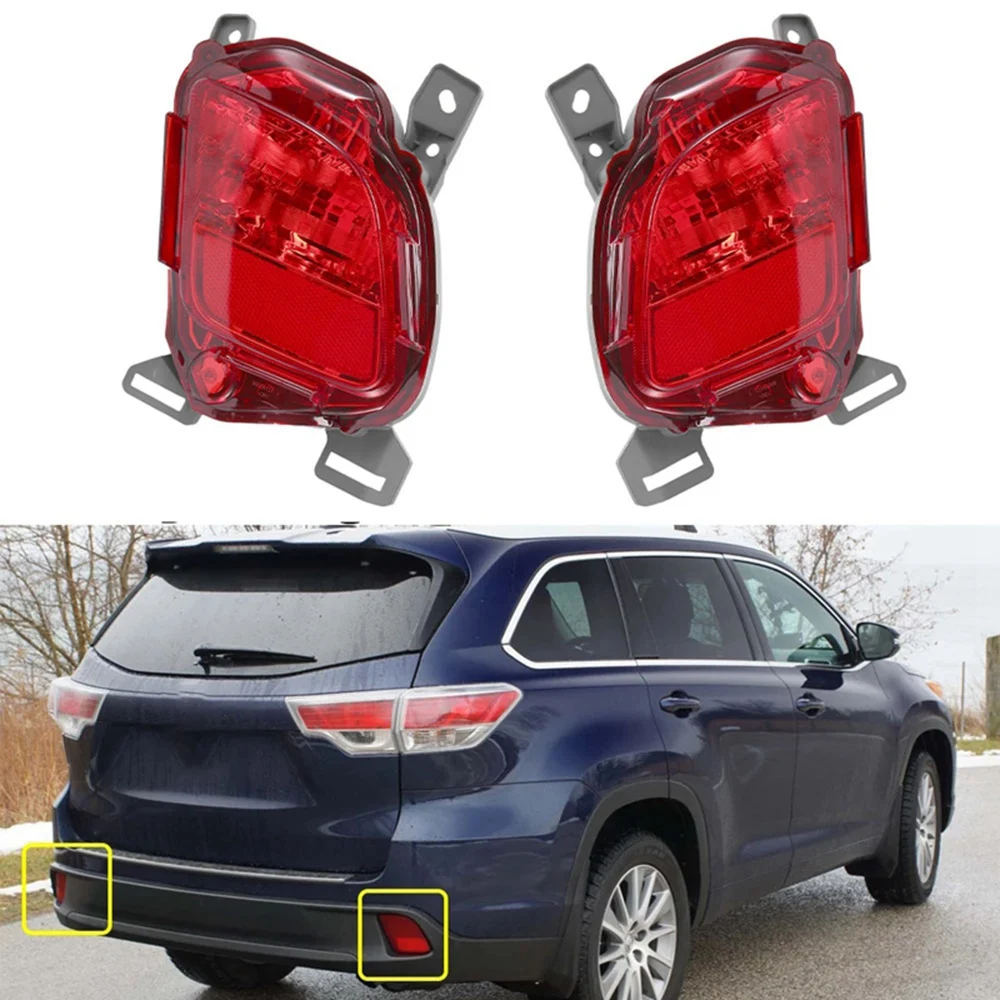 1Pair Car Left Right Rear Bumper Fog Light Parking Warning Reflector Taillights for Toyota Highlander 2014 2015 2016