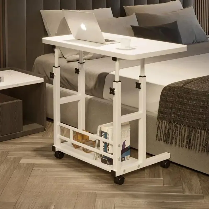 Simple Adjustable Laptop Desk with Wheels Movable Bedside Computer Table Lift Computer Desk Bedroom Office Portable Study