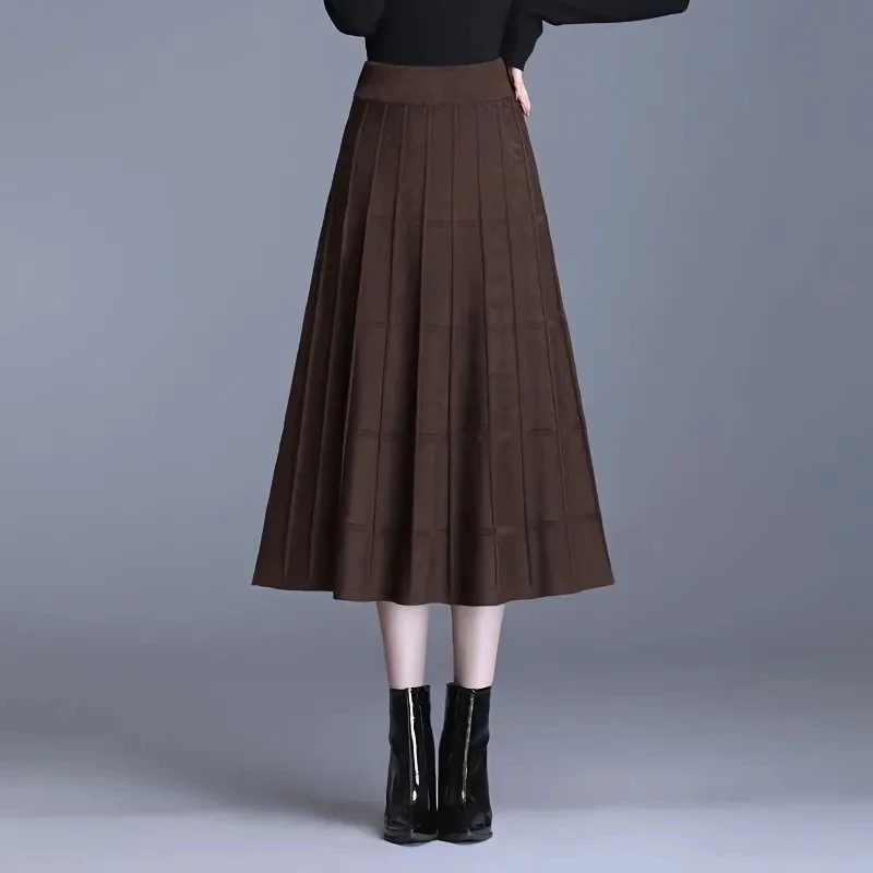Pop Pop 2025 Autumn Winter New Fashion Comfortable Women's Knitting Half Skirt Slim Fit Loose Temperament Versatile Female Half