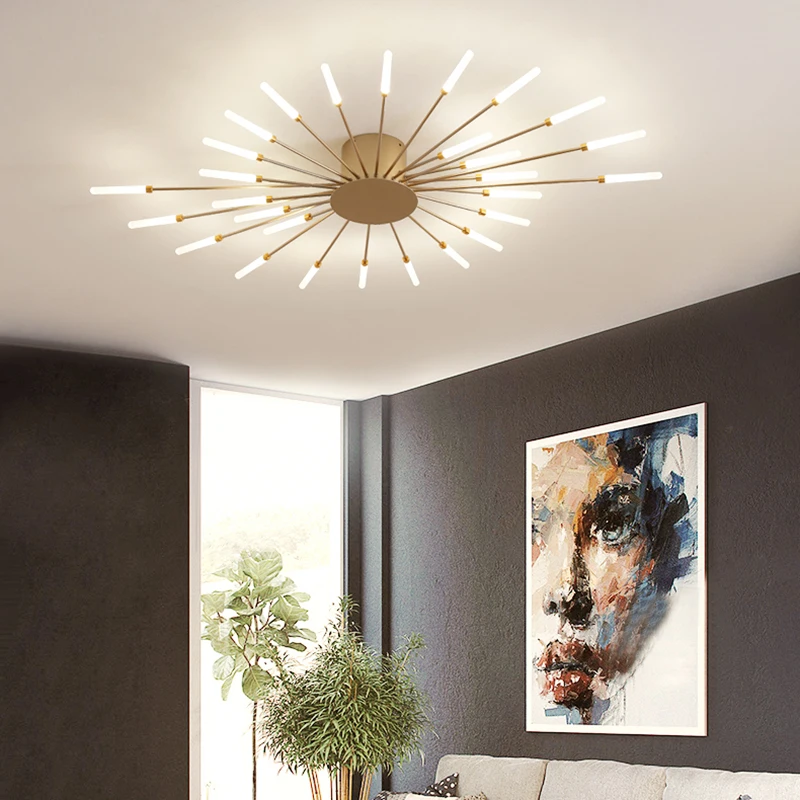 SANDYHA Nordic Spiral Fireworks Led Ceiling Light Techo Para Sala Soffitto Acrylic Lustre Moderno Art Living Bedroom Fixtures