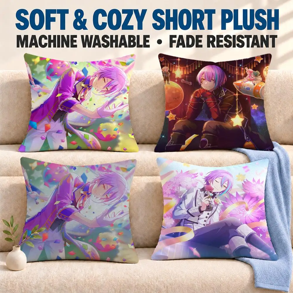 anime Project SEKAI Cushion Cover Soft Washable Pillowcase Cushion Cover for Sofa Bed Car Travel Office Home Decor