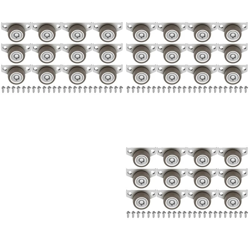 T21C 36PCS Furniture Caster Wheels 1.25 Inch Small Side Mount Caster Low Profile Casters Non Swivel Rigid Silent For Drawers