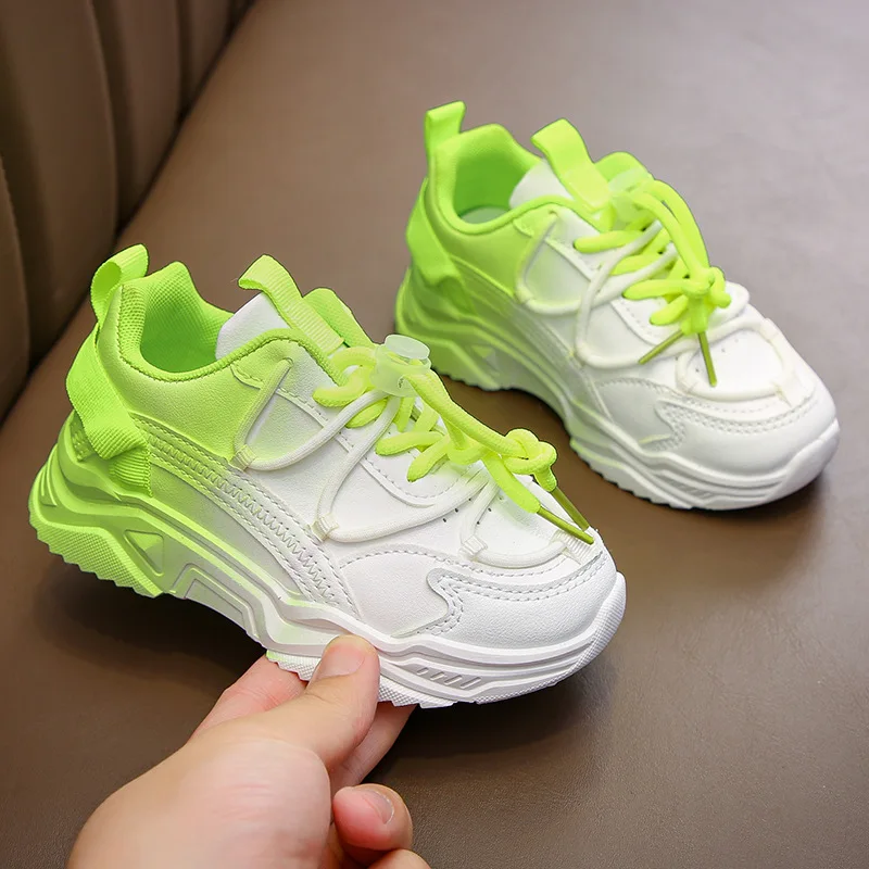 3-12 Years KIDS Sports Shoes Light Sneakers Boys Girls Soft Sole Leather surface Breathable casual Running Shoes 26-37