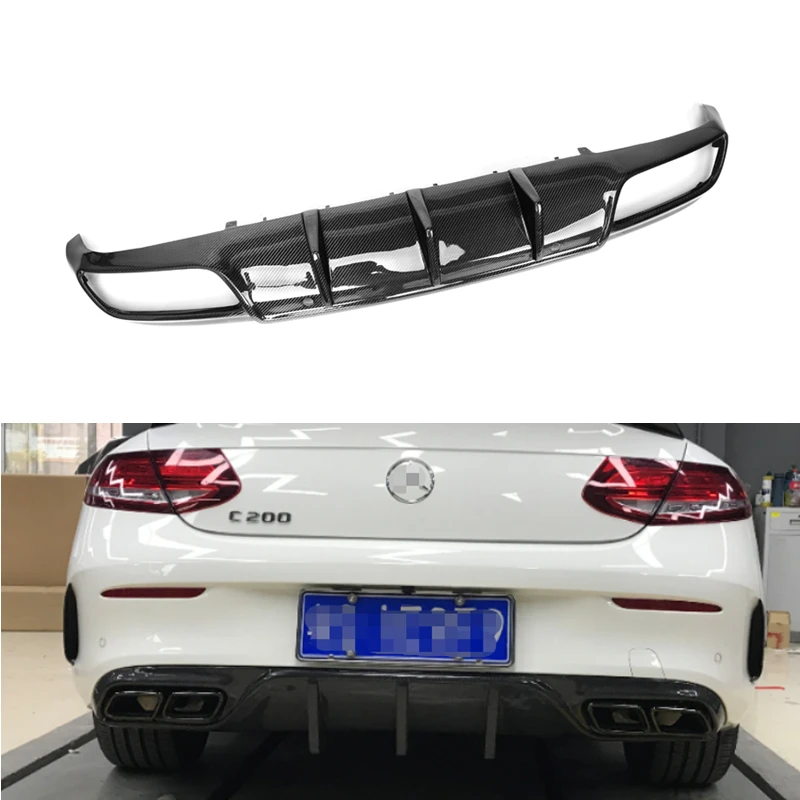 

For 2015-2017 Benz W205 Coupe C63 AMG C63S Carbon Fiber Car Rear Diffuser Bumper Protector Guard Skid Plate Car Styling