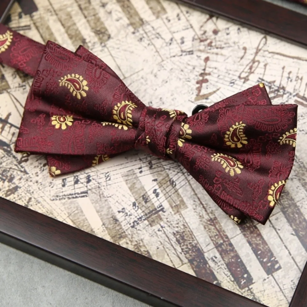 Creativo regolabile rosso serise papillon bowknot morbido uomo cravatta fiore strisce sposo groomsman cravatta camicia
