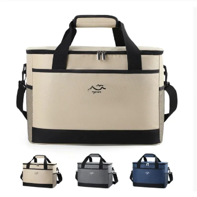 2026 عبوات ثلج مربعة ذات سعة كبيرة حقيبة صندوق غداء معزولة بسيطة حقيبة نزهة لحفظ الطعام الطازج للاستخدام في الهواء الطلق #5