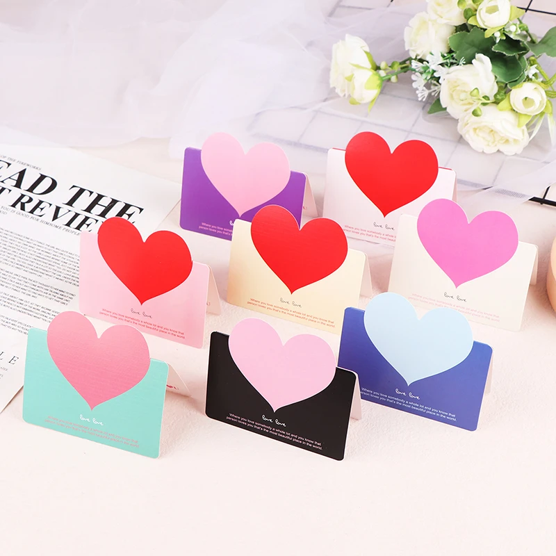 10 conjuntos de cartões de papel 3d com dobra de coração, papel manuscrito, melhores desejos, cartão postal de amor, cartões de convite de casamento para festa de casamento