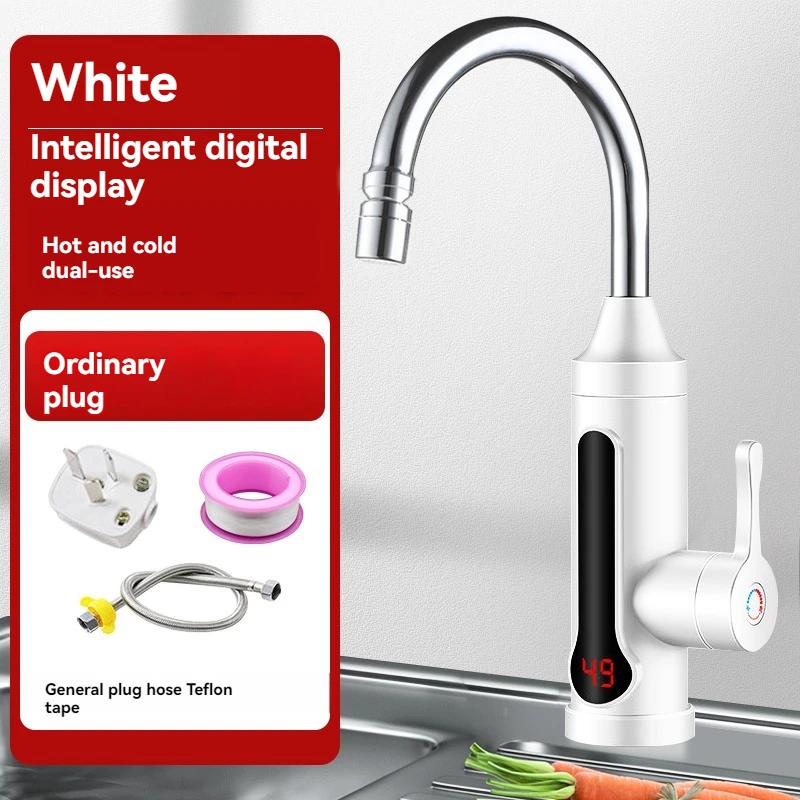 Electric Water Heater  Kitchen Faucet Tankless Instant Heating Water Tap Flowing Heated Mixer Digital Display