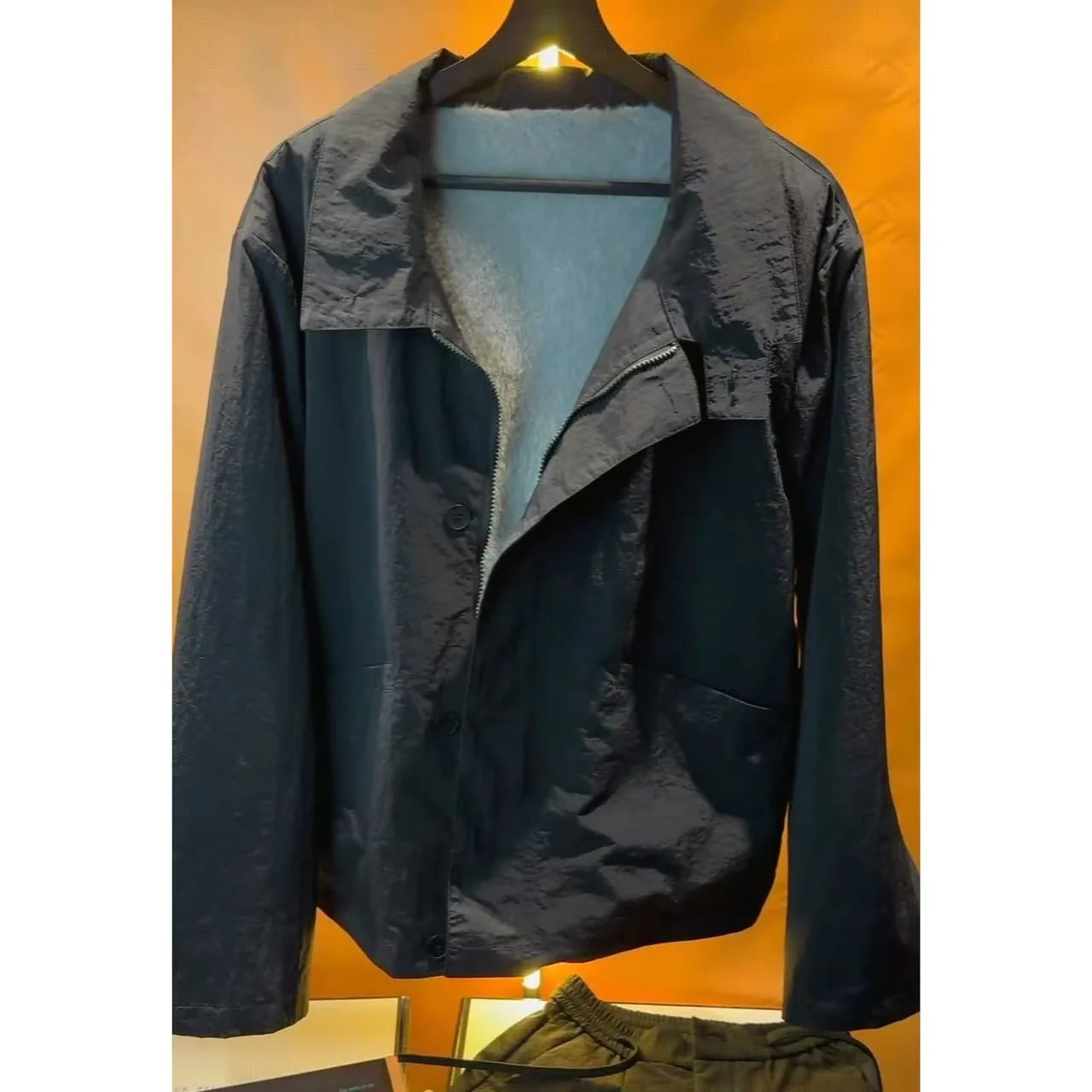 

Outdoor Casual Men's Fce Lined Jaet Stand Collar Zipper Sle New Winter Faion Workwear Trendy Polyester Long Sve